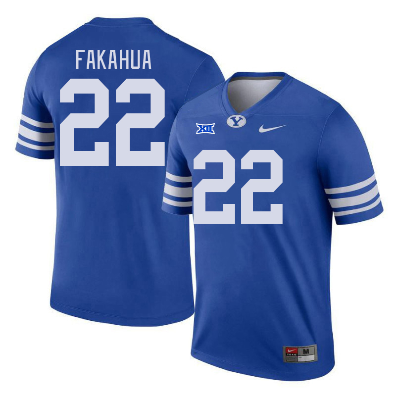 BYU Cougars #22 Mason Fakahua Big 12 Conference College Football Jerseys Stitched Sale-Royal